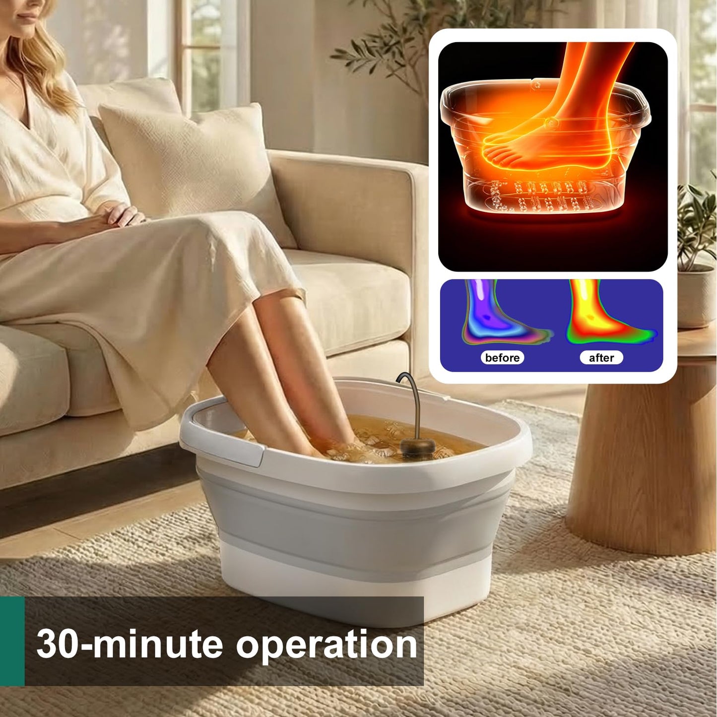Ionic Foot Bath Detox Machine,Foot Detox Foot Bath Soak Tub with 2 Arrays,80 Disposable Foot Spa Liners, Sea Salt,Folding Foot Spa Bucket,Home Salon-Level Foot Soaking Tub