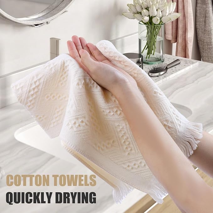 Boho Bathroom Decor Hand Towel 4 Pack 100% Turkish Cotton 14 x 30 Inch Boho