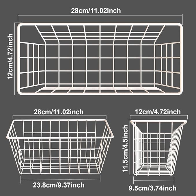 MaraFansie Wall Wire Baskets Adhesive Basket Hanging Kitchen Baskets No Drilling
