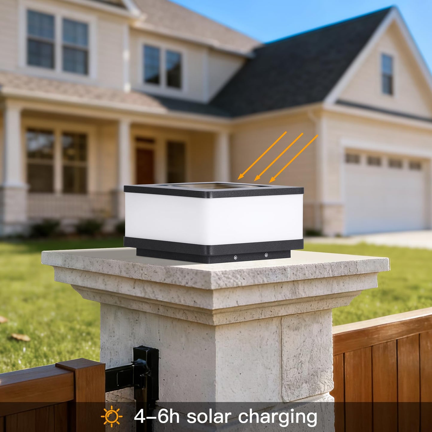 PAKEDANDUN Solar Post Lights, 10" Glass Waterproof Outdoor Lamp Post Light with Replaceable E26 Bulb, 3000K LED Pillar Lights Outdoor, Dusk to Dawn Column Light for Patio Fence Yard Garden Decoration