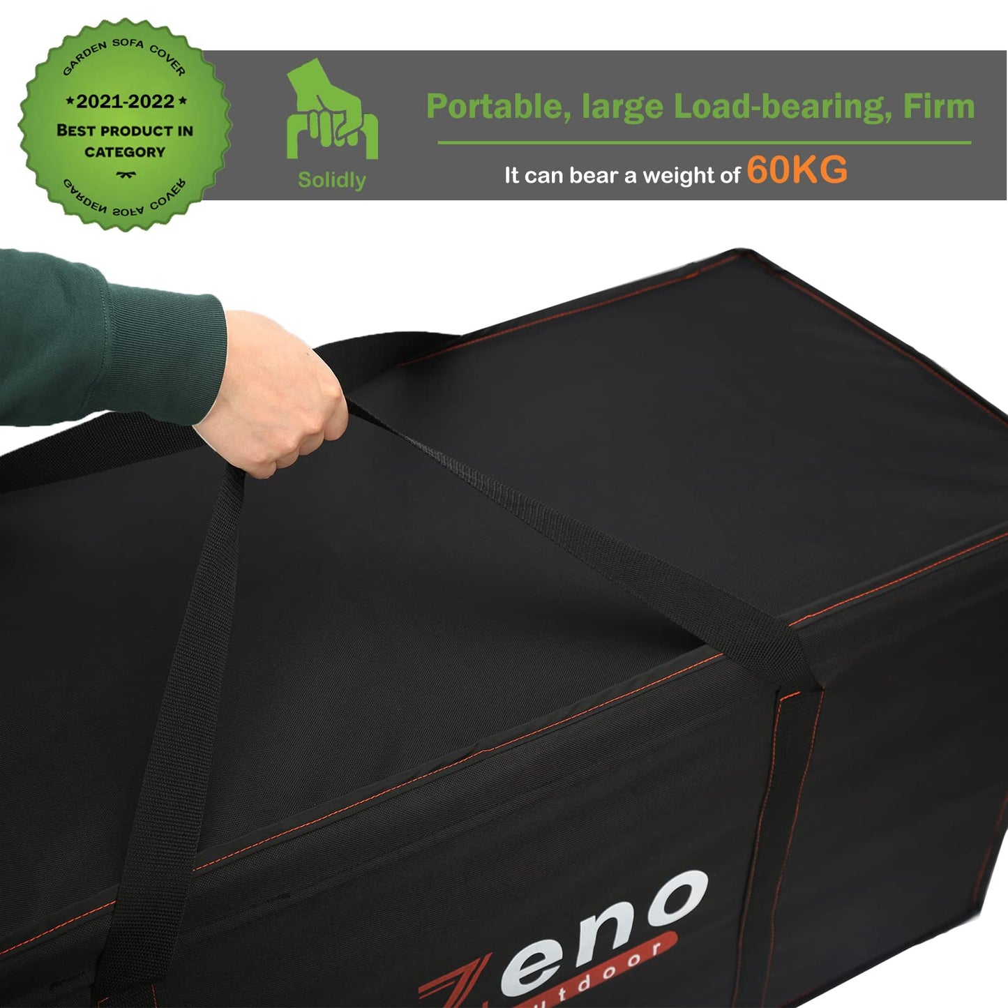 Enzeno Garden Furniture Cushion Storage Bag, 420D Oxford Fabric Waterproof, Anti-UV Heavy Duty Christmas Tree Storage Bag with Carry Handle and Zipper (175x75x55cm), Black
