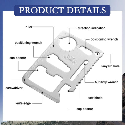 PullCrease 10 Pcs Man of God 11 in 1 Stainless Steel Credit Card Multitool Father's Day Gifts Survival Wallet Tool Bible Verse Ephesians 6: 10-11 Pocket Tool Set for Men Church Prizes Party Favor