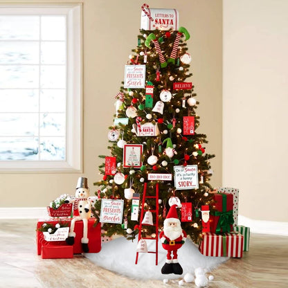 36Inch White Christmas Tree Skirt- Faux Fur Plush Skirt Christmas Tree Decoration Holiday Party Indoor Outdoor Christmas Decorations for Merry Christmas