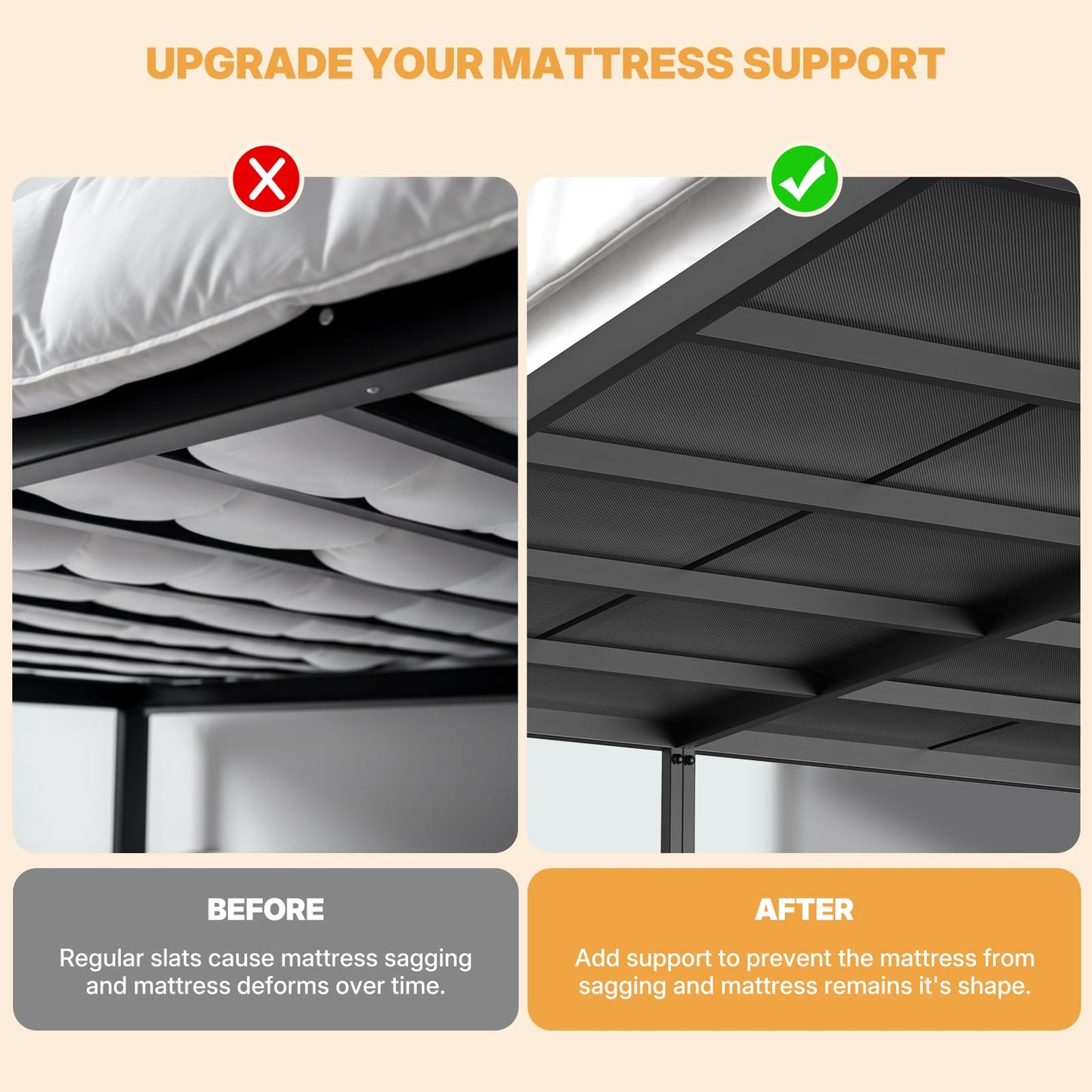 Bunkie Board King Size (76x80'') - Extra Sturdy Wood Bed Boards for Slatted Metal Frame, Sleeper Sofa Support Board to Stop Sagging Mattress, Breathable, Quiet, Anti-Slip and Moisture-Resistant