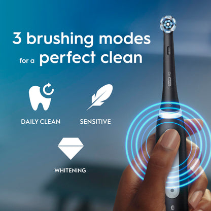Oral-B iO3 Electric Toothbrushes Adults, 5 Toothbrush Heads, 3 Modes With Teeth Whitening, 2 Pin UK Plug, Black