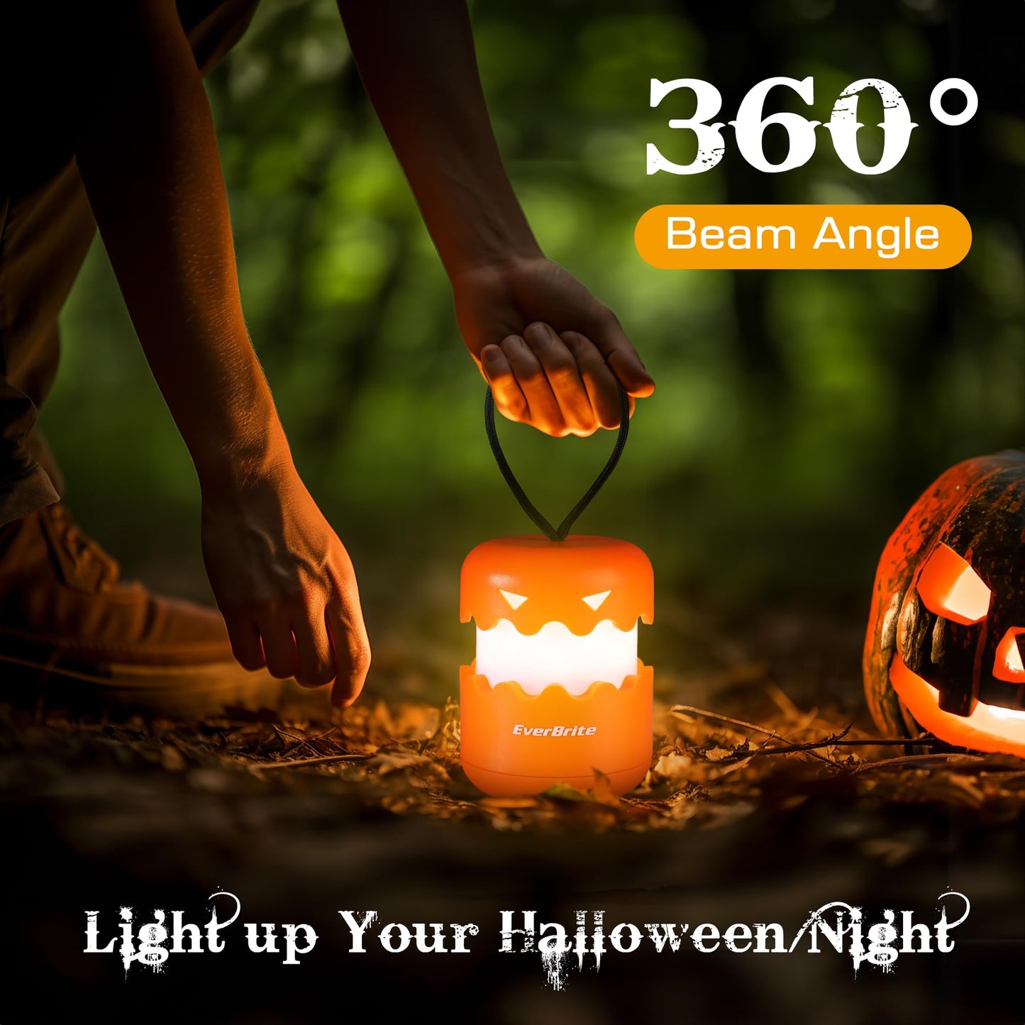 EverBrite 6-Pack Halloween Pumpkin Lantern, Collapsible Jack O Lantern Pumpkins with Lanyard, Halloween Party Favors, Light up Pumpkin Outdoor for Halloween Party Decoration, Battery Included