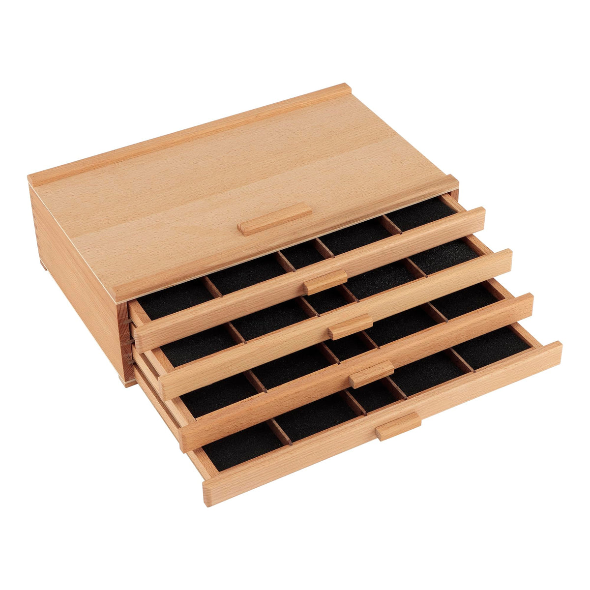 Cezanne Creative Mark Pastel Storage Box, 4-Drawer Wooden Art & Craft Supplies Organizer, Birch Wood, Brown