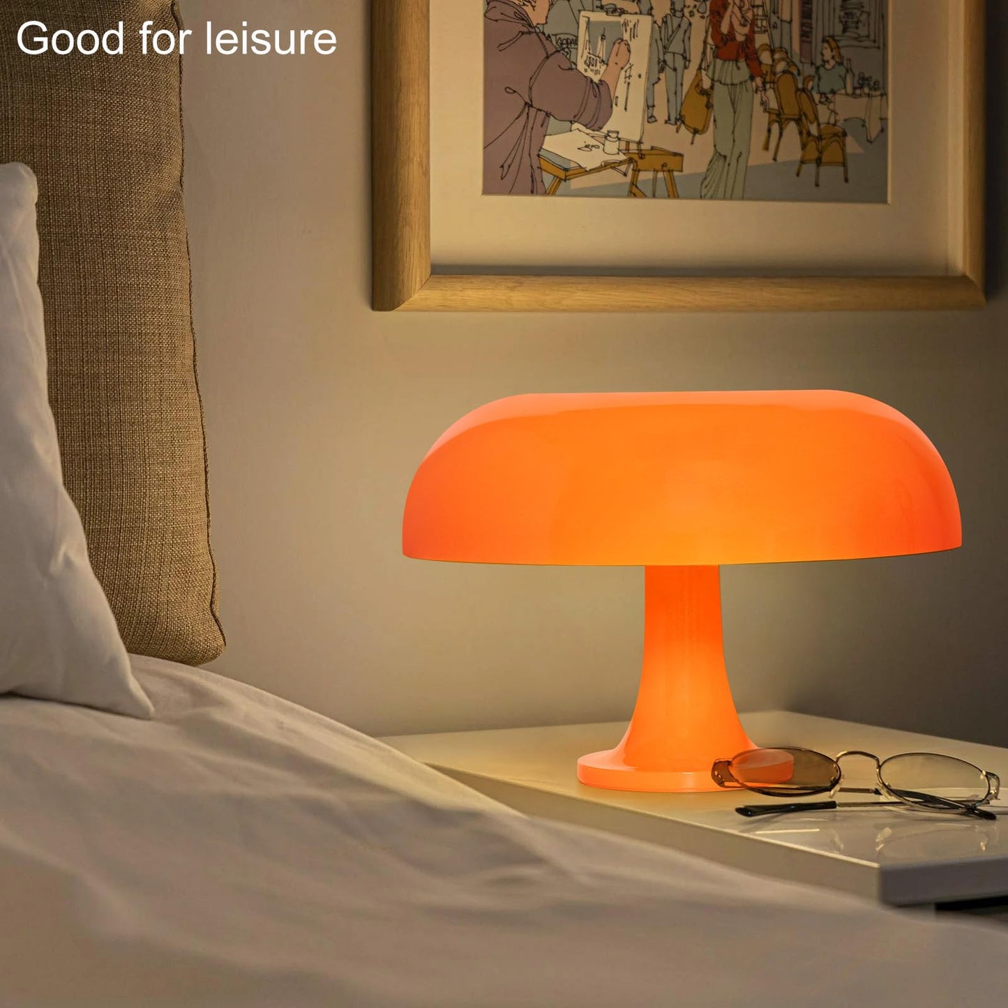 Anykonio Orange Mushroom Lamp, Mid Century Modern Table Lamp for Bedroom, Minimalist Mushroom Decor Bedside Small Lamps, 2700K(Bulb Included, Plug Powered)