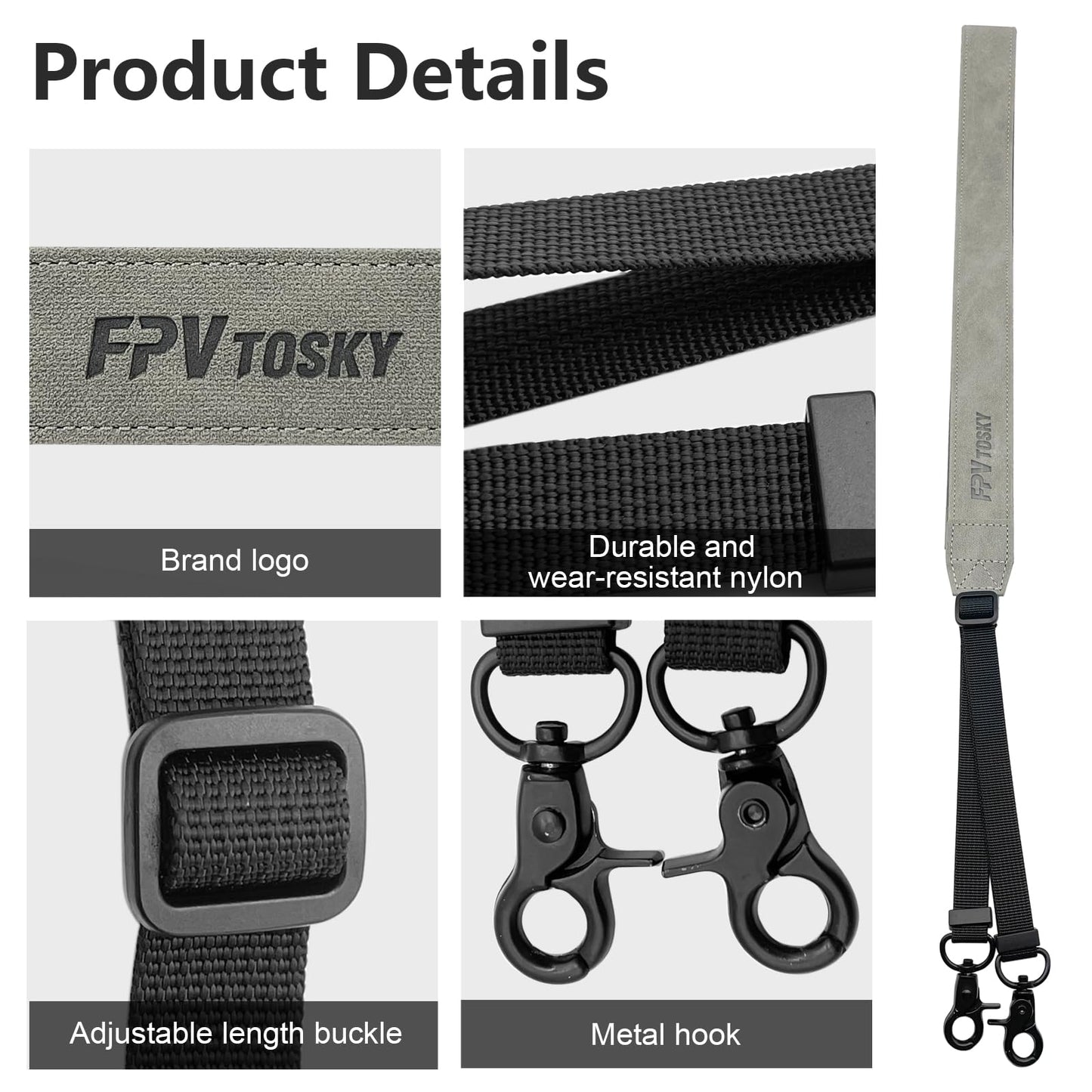 FPVtosky Neck Lanyard with Joystick for DJI RC/RC 2, PU Leather Shoulder Strap and 1 Pair of Rocker, Compatible with DJI Mini 5/4 Pro/Mini 3/ Mavic 3 Classic/Air 3 Remote Controller Accessories