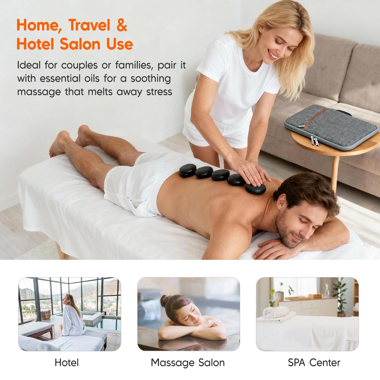 Goodtar Portable Hot Stone Massage Warmer - Digital Controller Rocks Heating Bag, Electric Massager and Heater for Home Spa Relax Muscles 110V (NO Stone) (Small Size)