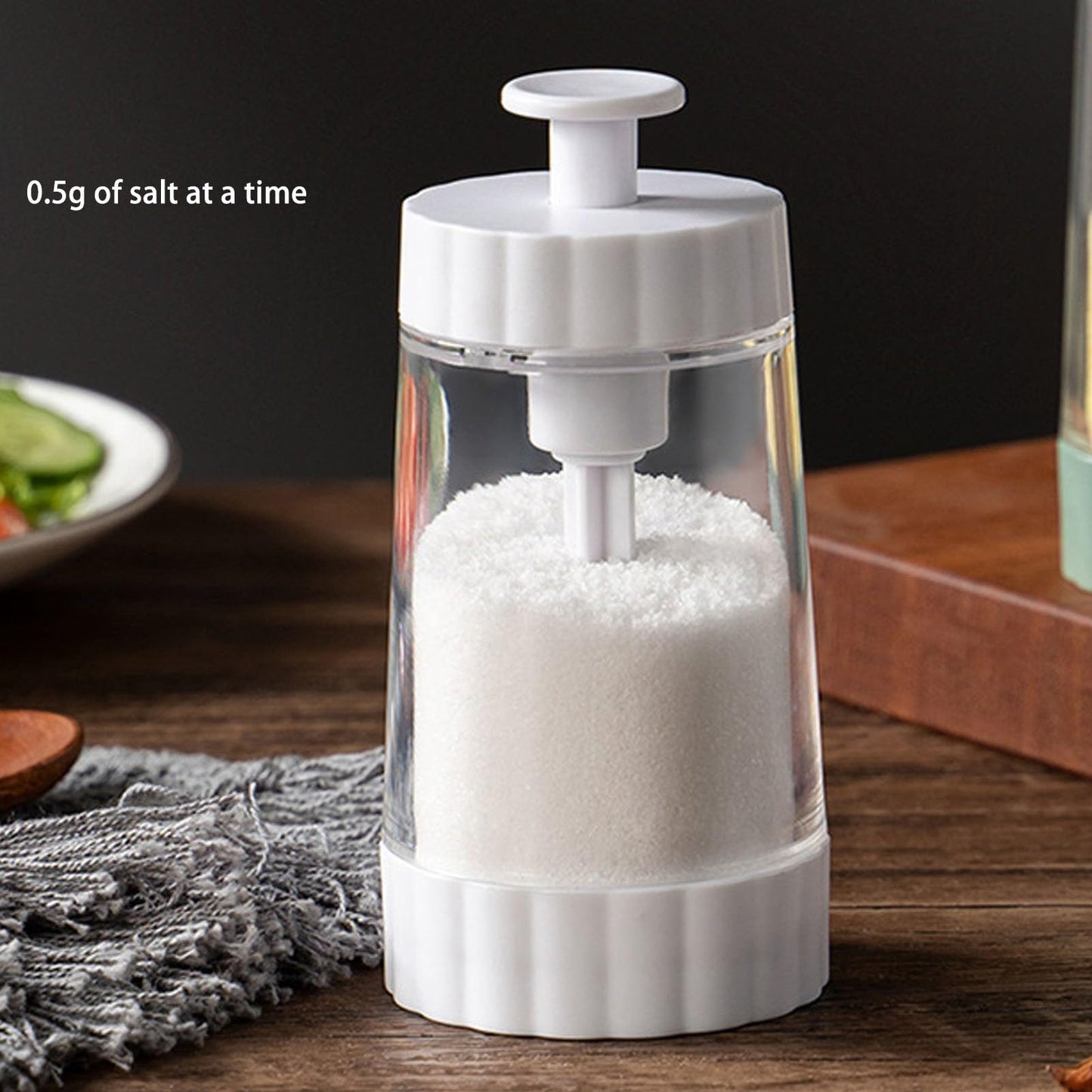 Glass Salt Shaker Dispenser, Quantitative Salt Shaker Ration Dispenser Air Tight Clear Glass Seasoning Bottle for Kitchen Camp (White)