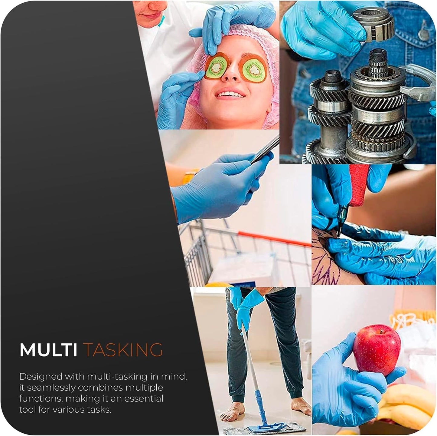 eatasty Disposable Gloves, Pack of 1000, Blue Nitrile Gloves, Powder-Free, Latex-Free, Strong with Textured Grip, Multipurpose for Food Handling, Cleaning, Automotive & DIY
