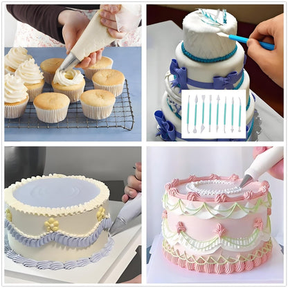 YOQXHY Cake Decorating Kit, 248 Pcs Baking Supplies Tools with Cake Turntable, Leveler, 24 Numbered Icing Tips, 2 Spatulas, 3 Scrapers, 2 Couplers, 50 Cupcake Liners, 100 Pastry Bags & More, (Green)