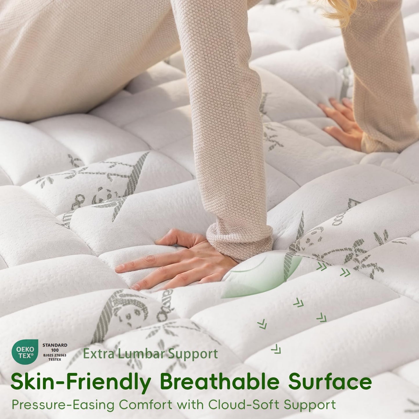 NEWDECO Queen Size Mattress Topper Cooling Viscose Made from Bamboo Thick Support Pillow Top Mattress Pad for Back Pain Relief Soft Breathable Mattress Cover with 8-18” Deep Pocket (Gray, Queen)