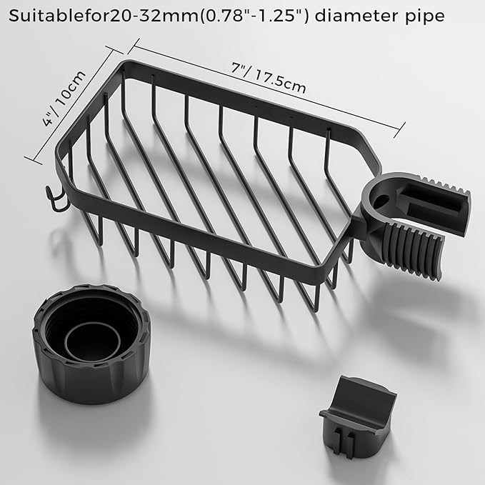 LONIN Sponge Holder Over Faucet Kitchen Sink Caddy Organizer, Stainless Steel