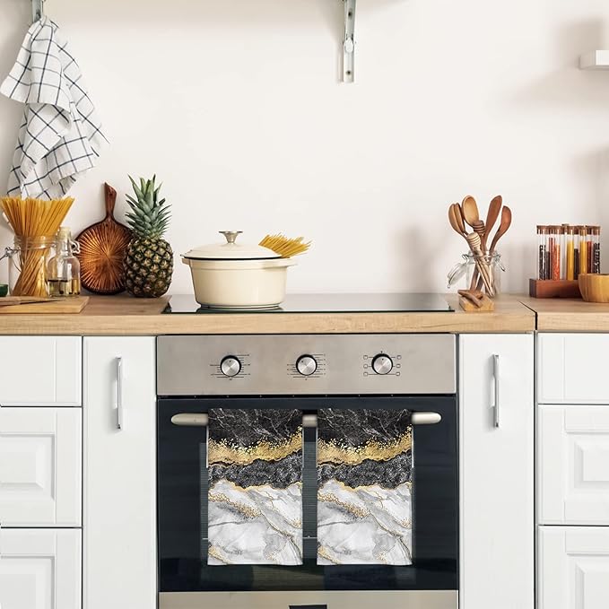 HAISUKA Black and Gold Kitchen Towels