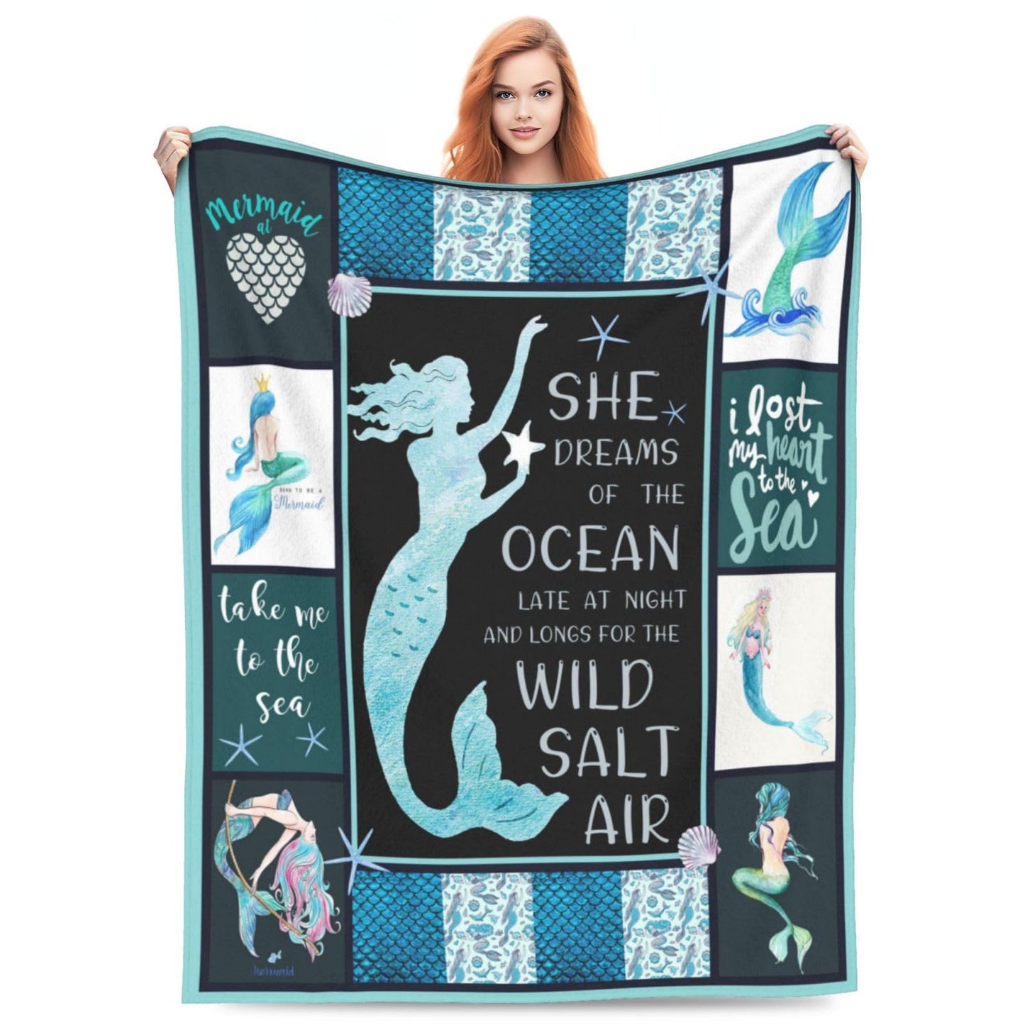 Mermaid Blanket Mermaid Tail Throw Blanket Soft Fleece Flannel Bedding Mermaid Gifts for Women Girls Lovers Adults Boys Stuff Plush for Couch Sofa Bed Room Decor 40"X50"