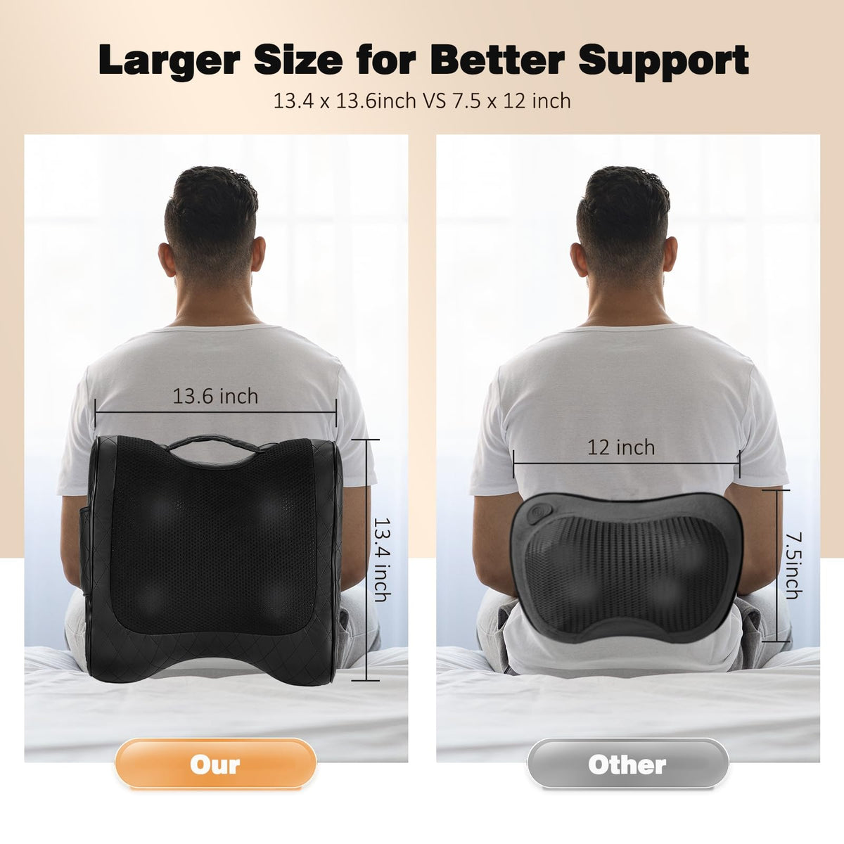Back Massager with Heat, Percussion & Shiatsu 2-in-1 Massager for Lower Back Pain Relief, 3D Deep Tissue Kneading Massage Pillow for Back, Waist, Leg, Foot Relax, Gifts for Women Men
