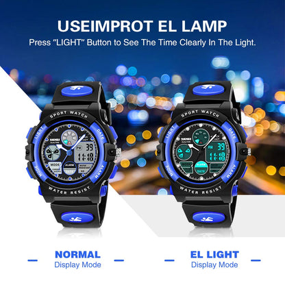 Sport Watch Toys for 3-12 Year Boys, Waterproof LED Wrist Watches With Alarm for Kids Easter Birthday Presents, Stocking Fillers Gifts for 6-15 Year Boys