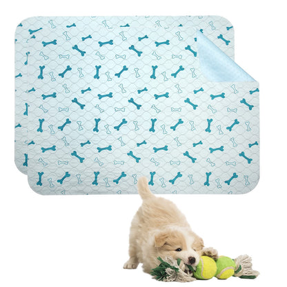 Geyecete Washable Dog Pee Pads (2pack) of Premium Pee Pads for Dogs, Waterproof Whelping Pads, Reusable Dog Training Pads, Travel Pet Pee Pads! Puppy Training pads L--Blue-Square