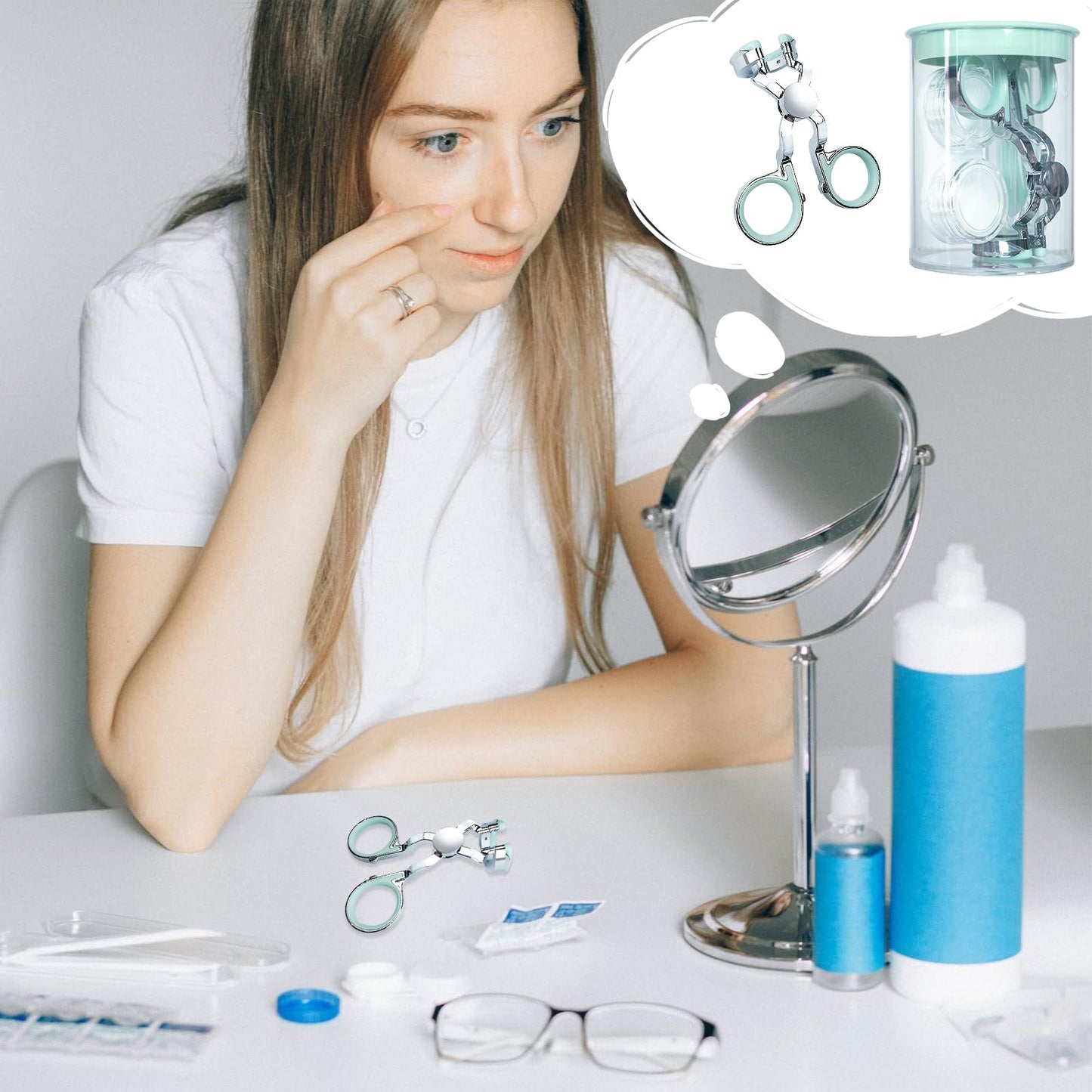 MUNLIT Contact Lens Applicator Tool — Eye Contact Removal Tweezers, Scleral Lens Inserter, Contact Lens Case, Contact Lens Eyelid Wearingtool for Travel