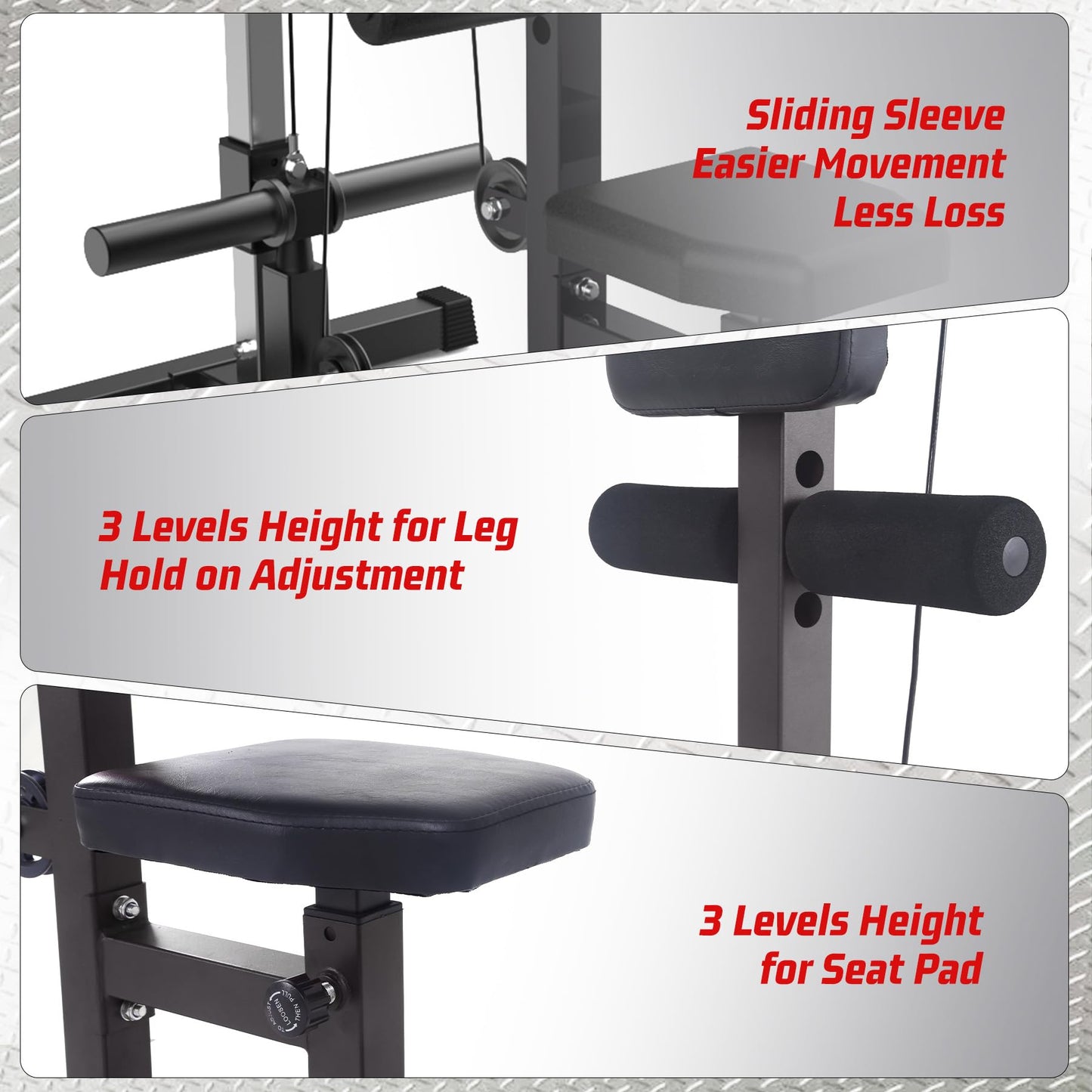 Patikuin LAT Pulldown & Row Machine - Dual Pulley Cable System for Home Gym - Adjustable Leg Support - 20 Height Levels - 400LB Capacity - Full Black