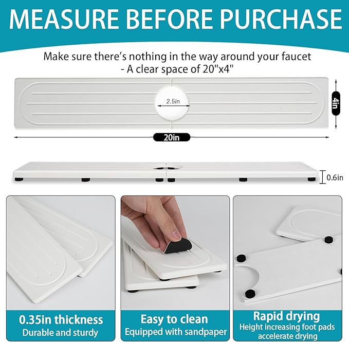 Fast Drying Stone Faucet Mat for Kitchen Sink