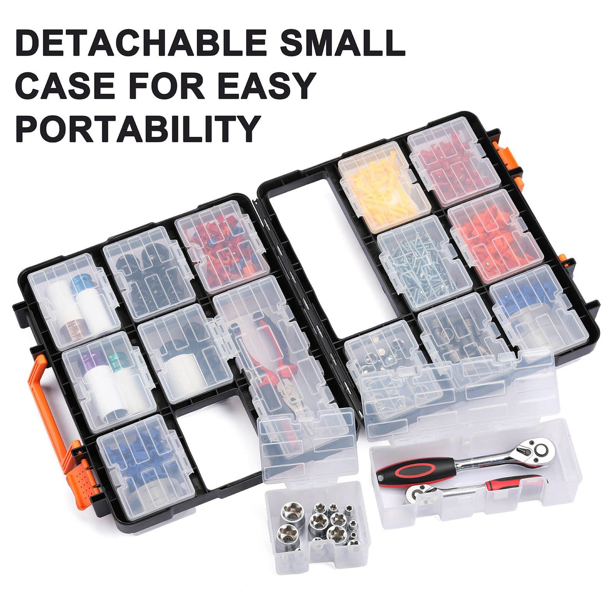 Mayouko 16 Compartments Detachable Toolbox Organizer,Hardware Organizer Box with Removable Sections,Carrying Storage Case for Patts,Screws,Bolts,Nuts,Toys