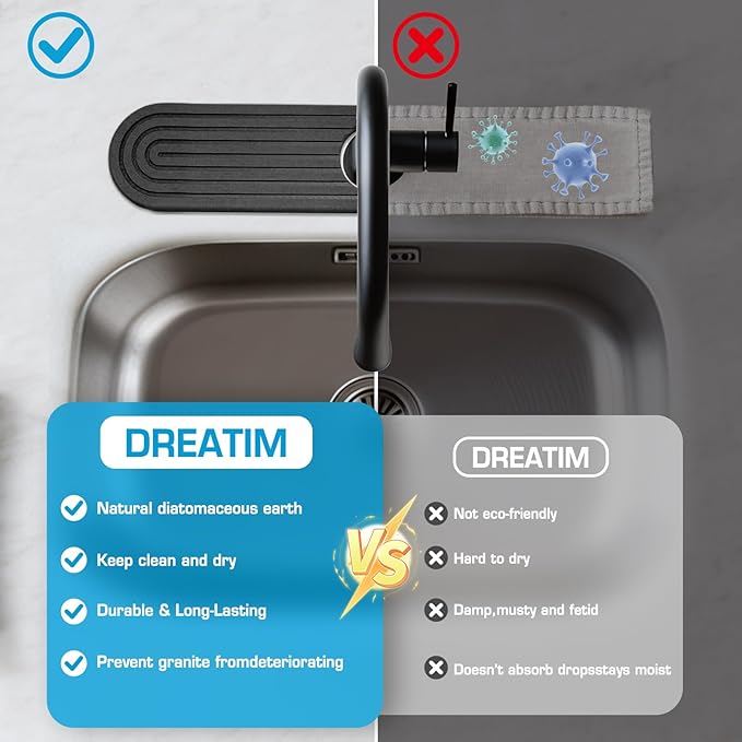 Diatomite Stone Faucet Mat For Kitchen Sink-Absorbent Fast Drying Stone Sink