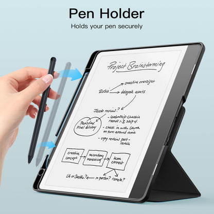 MoKo Stand Case for Kindle Scribe (2024/2022 Released) - Premium Leather Trifold Stand Cover with Pen Holder, Auto Sleep/Wake for 10.2" Amazon Kindle Scribe 2024/2022, Black