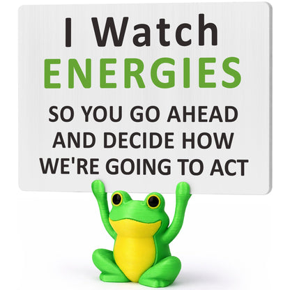 Positive Energy Inspirational Gifts for Women Best Friends, Funny Frog Desk Decor Sign, Emotional Support, Self Care, Stress Relief Gifts for Coworker Boss Workmates, Sassy Sarcastic Office Gift