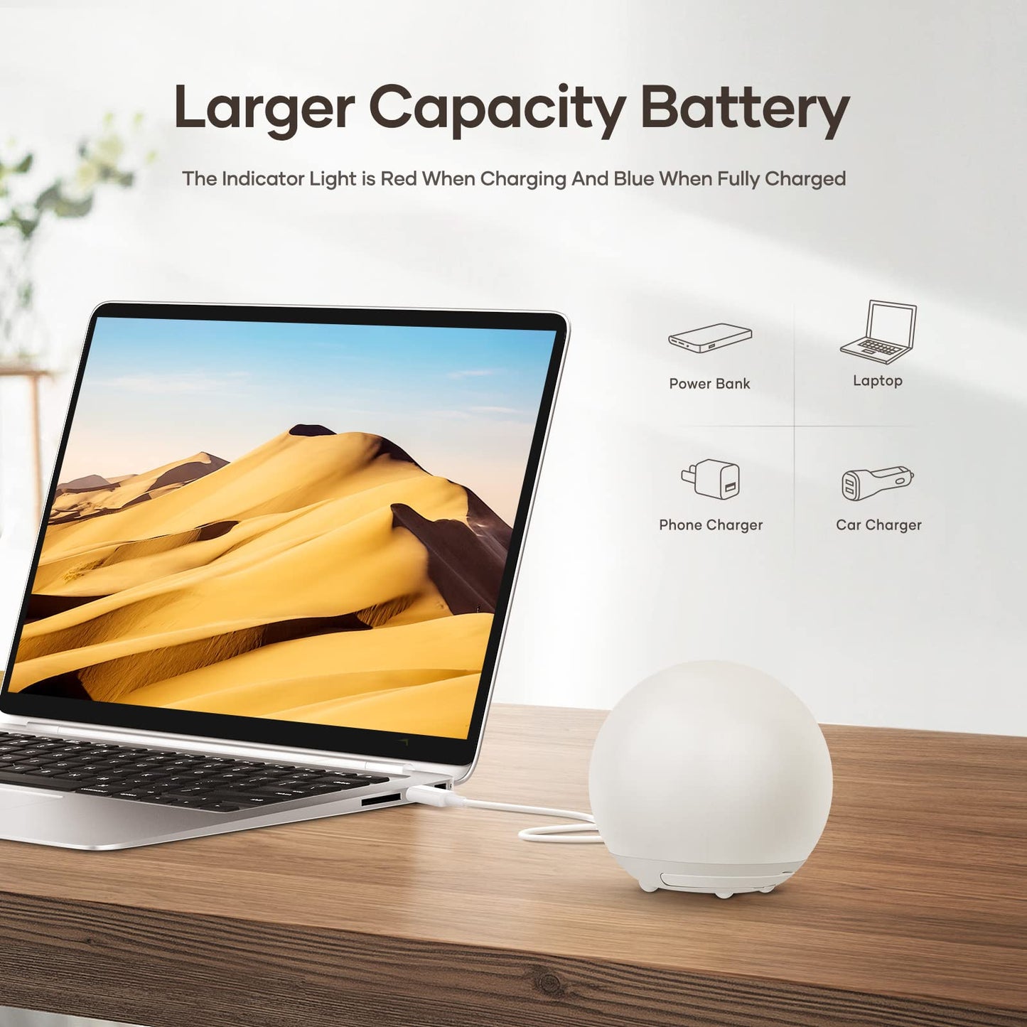 LED Night Light, Night Light for Kids, USB Rechargeable Table Lamp with Dimmable,Warm Light,7 Colors,Touch Control, 0.5/1hour Timer for Nursery, Baby,Bedroom,Camping