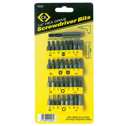 Best Price Square SCREWDRIVER BIT SET, 32PC T4520 By CK TOOLS