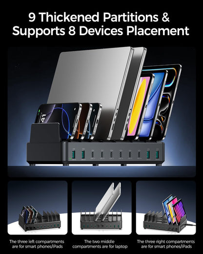 400W Charging Station for Multiple Devices, 10 Port Double PD 100W USB C Charging Station with 6 Cables, Multi-Device Organizer Fast Charging Dock for MacBook, iPad, iPhone, Cell Phone, Tablet