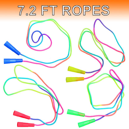 Elcoho 18 Pack Kids Rainbow Jump Rope Set Jumping Ropes Skipping Ropes for Kids Outdoor Fun, Party Favors, 7.2 Feet