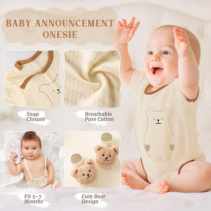 Golray 9pcs Newborn Baby Gift Baskets for Boys Girls Baby Shower, 2 Rattle/Seat Hang Toy/Blanket/Bodysuit/Bib/ 3D Socks/Wood Milestone/Carry Box, Neutral New Born Essential Stuff Unisex Baby Gifts Boy