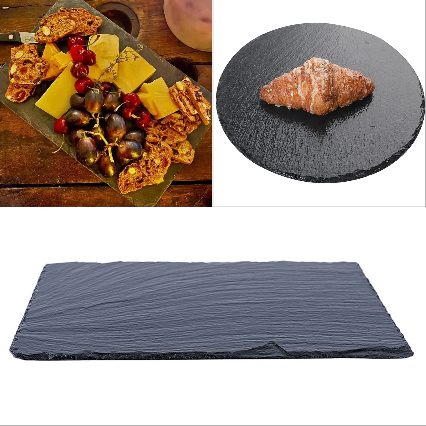 ACKEIVTO Large Slate Cheese Board 12" x 16" Cheese Platter Slate Board, Wine and Cheese Serving Board