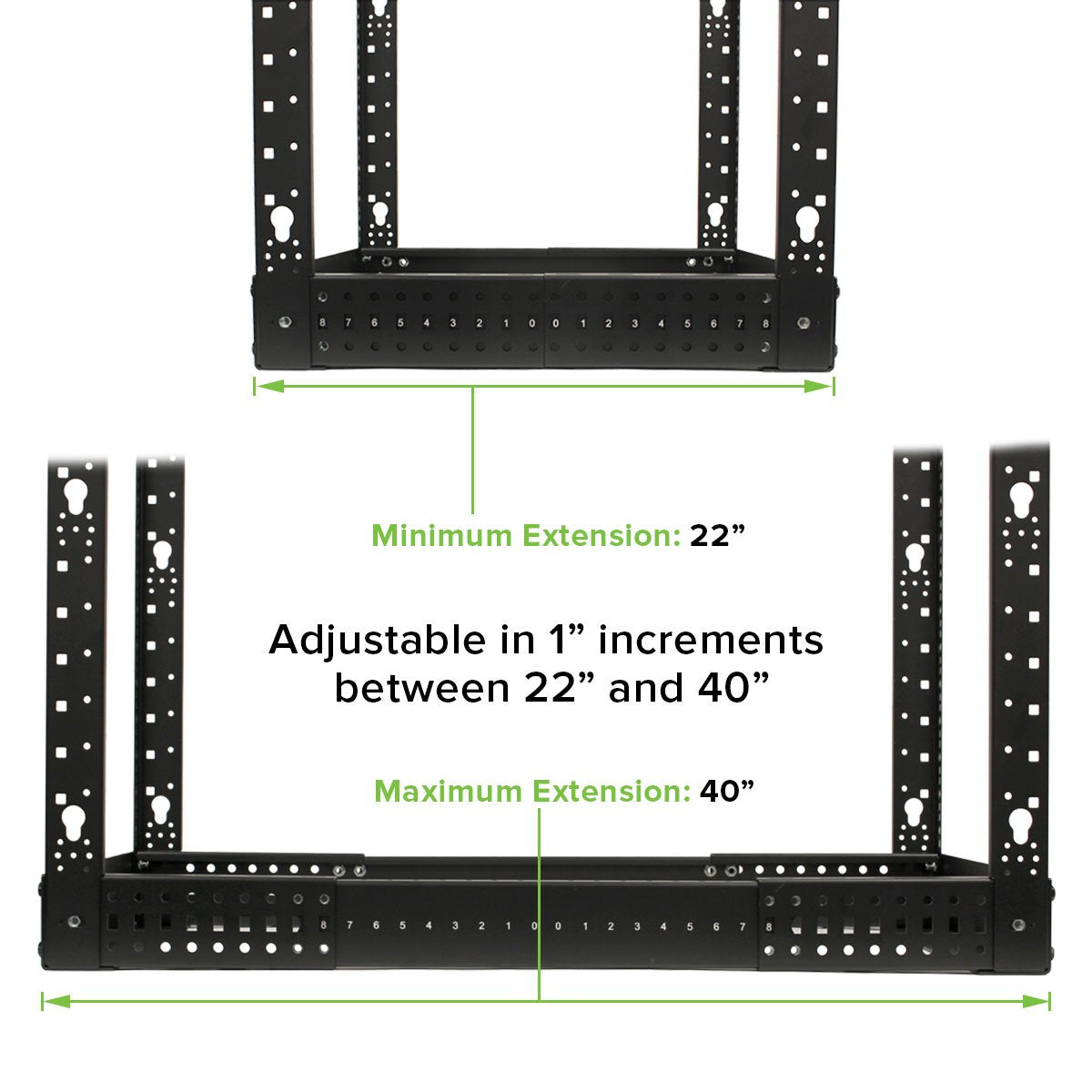 Navepoint 45U Professional 4-Post IT Open Frame Server Network Relay Rack 7 Feet Tall Black