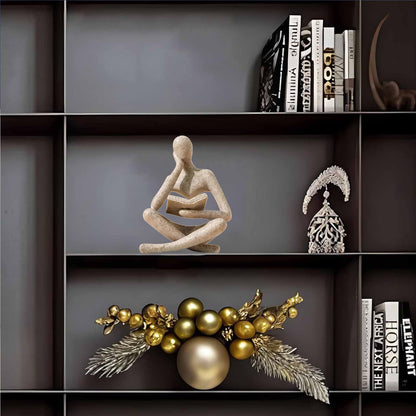 HyabDiop Bookshelf Decor Thinker Statue - Abstract Style Thinker Sculptures Modern Aesthetic Figurine Decoration Statues for Home Decor-Zuo Si-Sandstone