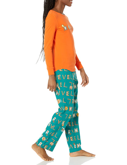 Amazon Essentials Disney | Marvel | Star Wars Women's Flannel Pajama Sleep Sets, Festive Marvel, Small