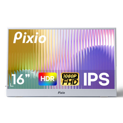 Pixio PX160 Wave Pink Portable Monitor 15.6 inch 60Hz FHD 1080p IPS Panel HDR Screen Cover Stand USB-C HDMI Laptop Screen Extender Portable Monitor for Laptop, PC, Console, Phone