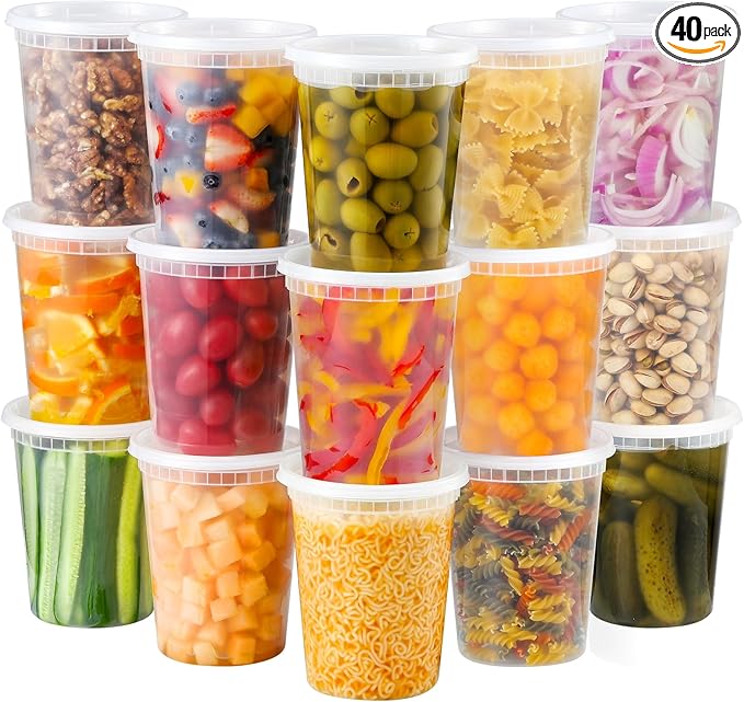 AOZITA 40 Sets 32 oz Plastic Deli Food Containers