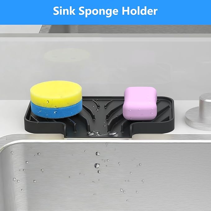 Sponge Holder for Kitchen Sink, Dish Sponge Holder & Soap Tray
