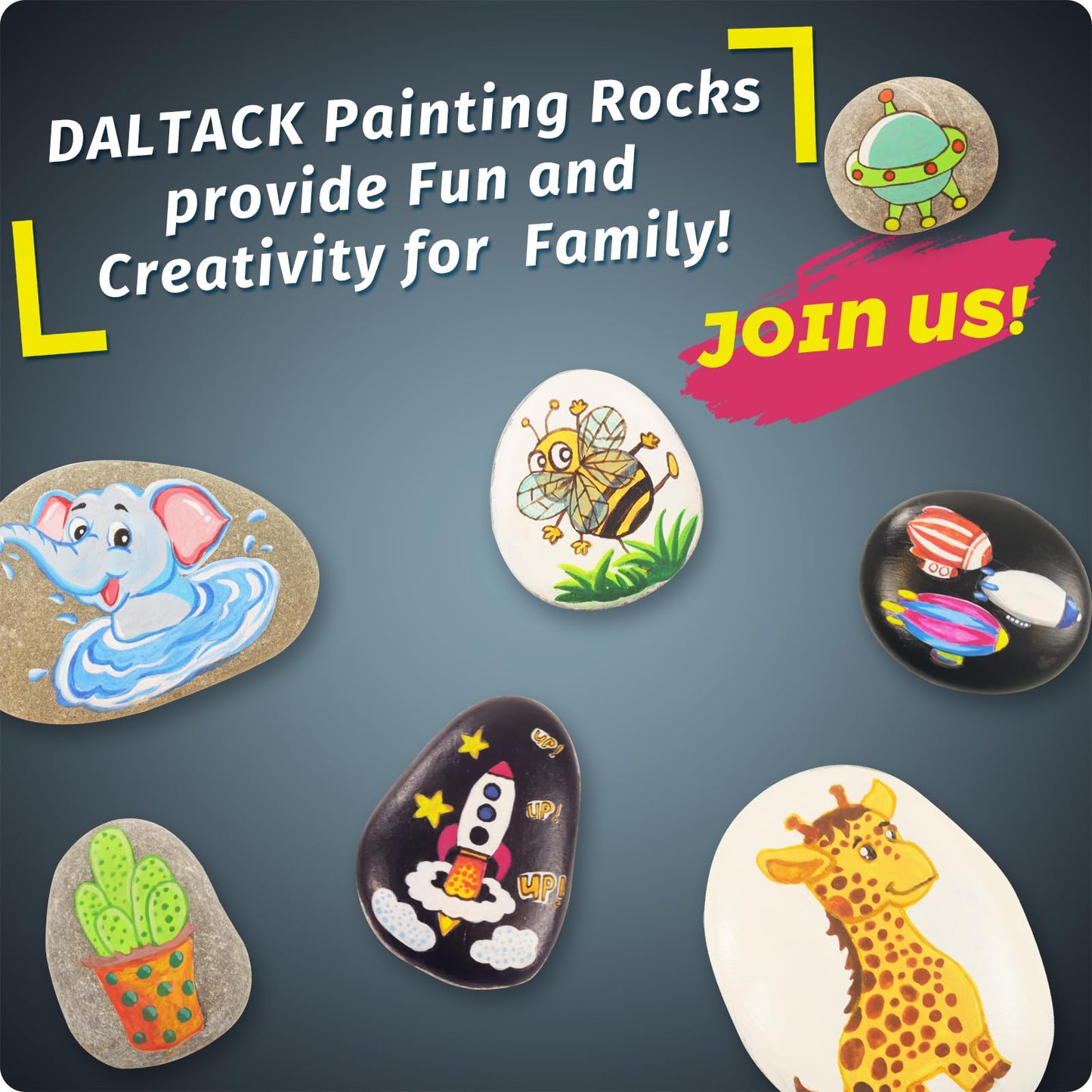 DALTACK 15 Pcs Large Rocks for Painting, Natural River Rocks, Flat River Rocks, 2-3 Inches Stones for Arts & Crafting