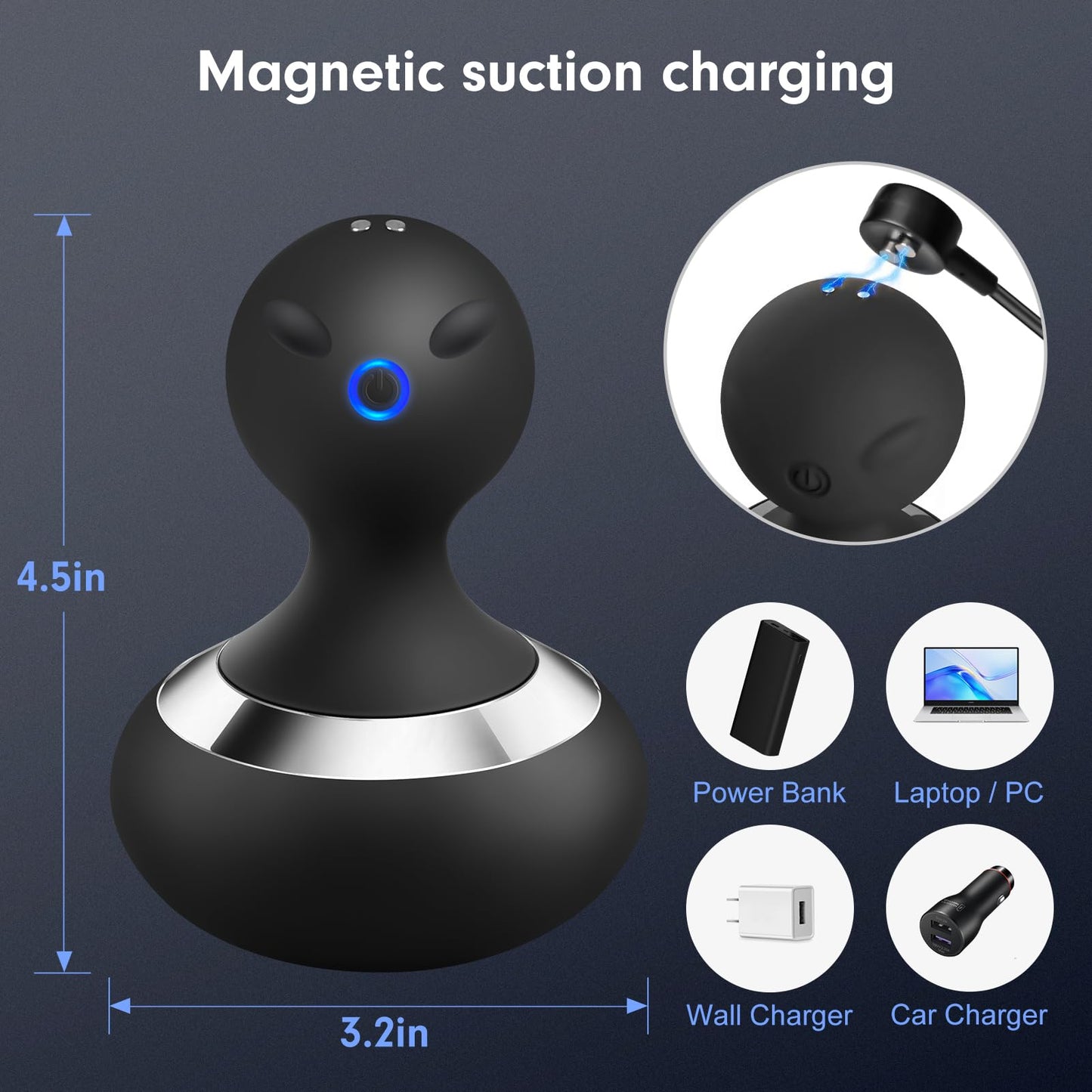 Cordless Electric Massager with 10 Powerful Vibrations, Rechargeable Handheld Neck Massager (Black)