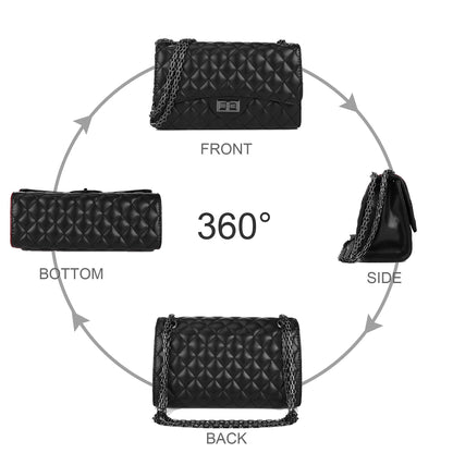 Gladdon Quilted Crossbody Purse for Women Trendy Ladies Shoulder Bag with Chain Designer Purses Black