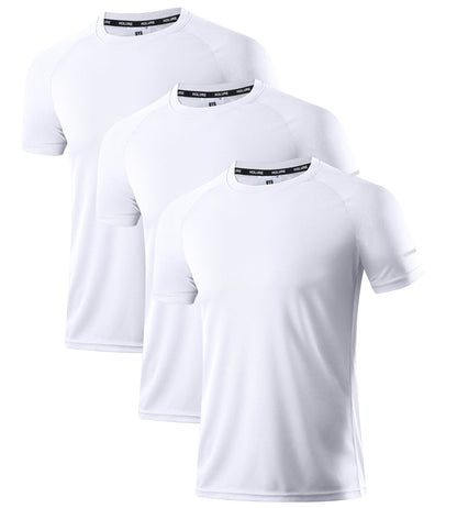Holure Men's 3 Pack Sportswear Breathable T-Shirts Quick-Drying Short-Sleeve Shirts White/White/White 08-M