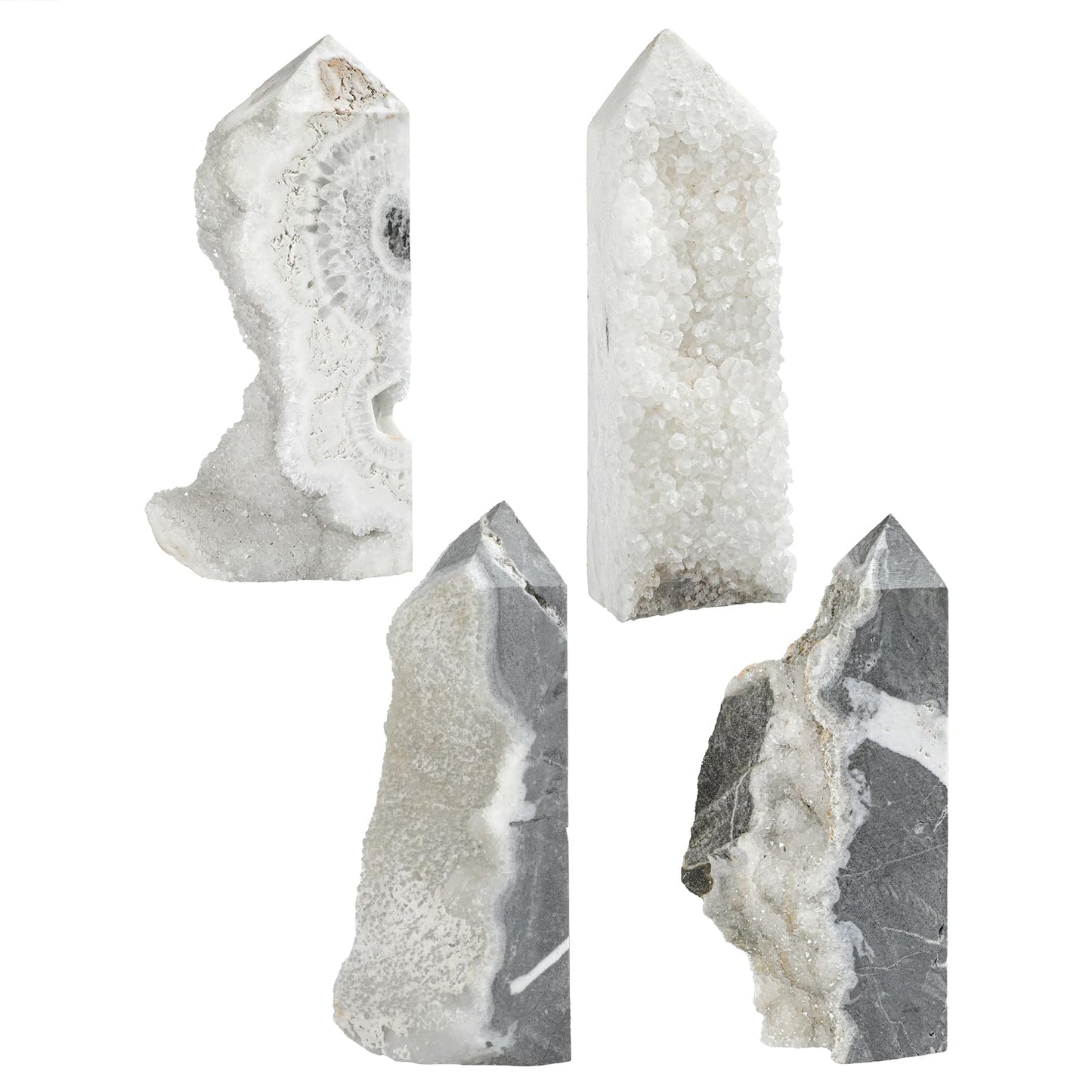 moonsix Natural Rock Crystal Quartz Obelisk Tower, Irregular Raw Crystal Wands Geode Stone for Meditation Home Decor, 401-500g