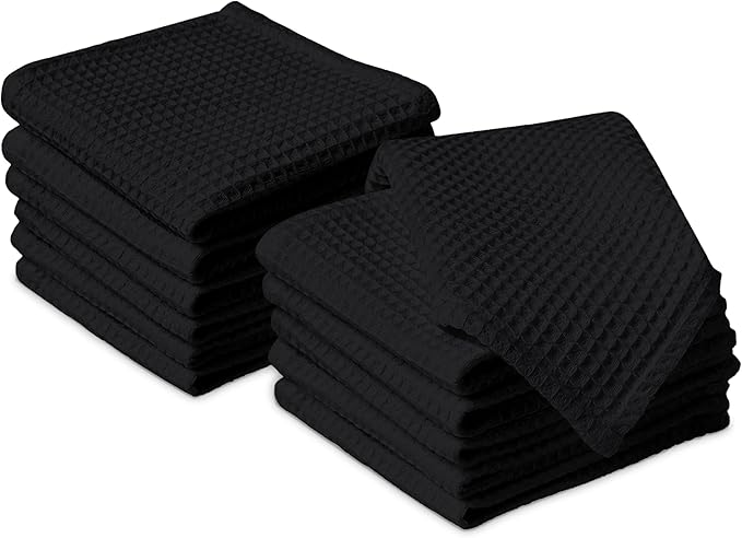 Encasa XO' Waffle Weave Face & Hand Towels – 12"x12", Kitchen & Travel – Small