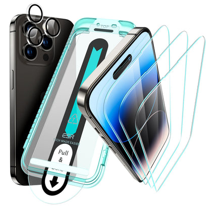 ESR 3 Pack for iPhone 15 Pro Max Screen Protector, [9H Hardness] [Military Grade Shatterproof] Full Coverage Tempered Glass Film with Easy Installation Tool, HD Clear, Scratch Resistant